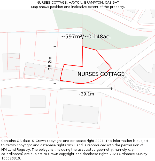 NURSES COTTAGE, HAYTON, BRAMPTON, CA8 9HT: Plot and title map