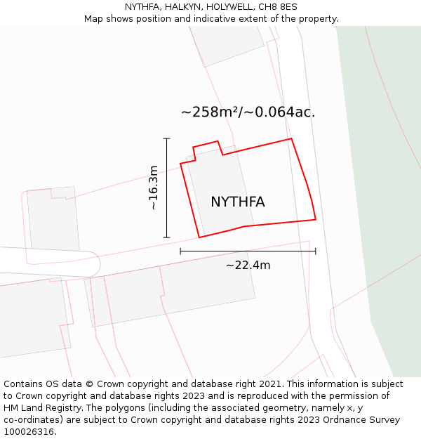 NYTHFA, HALKYN, HOLYWELL, CH8 8ES: Plot and title map