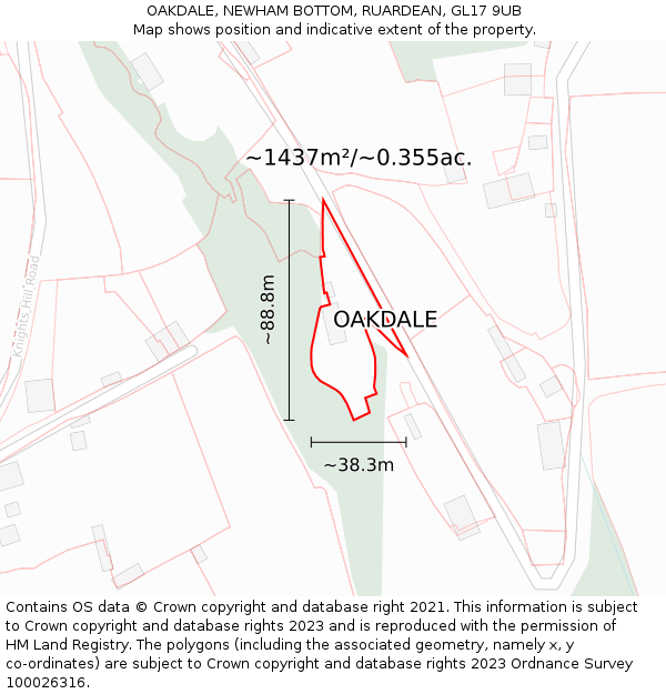OAKDALE, NEWHAM BOTTOM, RUARDEAN, GL17 9UB: Plot and title map