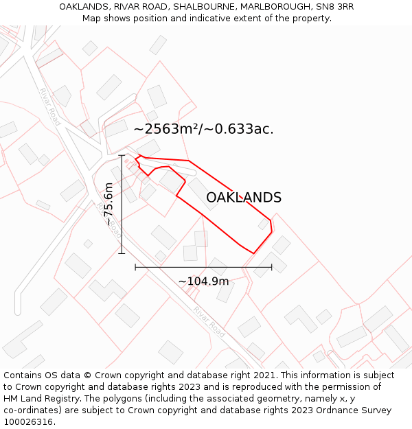 OAKLANDS, RIVAR ROAD, SHALBOURNE, MARLBOROUGH, SN8 3RR: Plot and title map