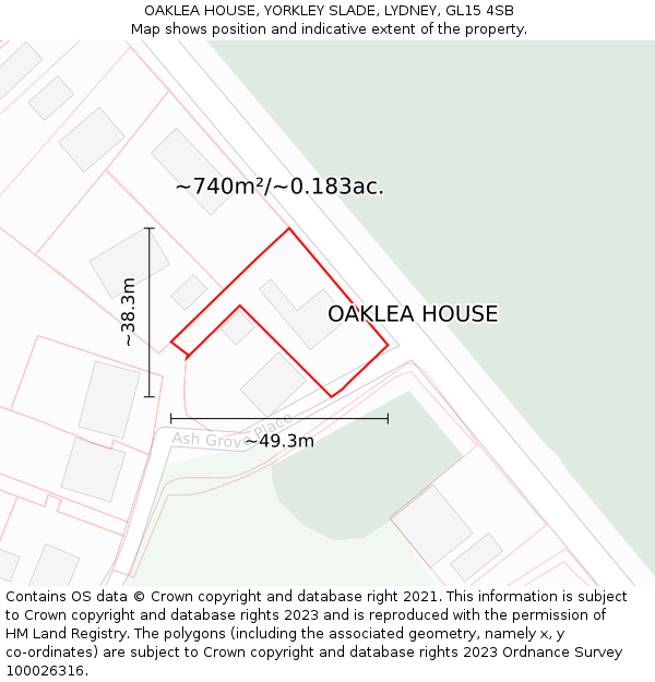 OAKLEA HOUSE, YORKLEY SLADE, LYDNEY, GL15 4SB: Plot and title map