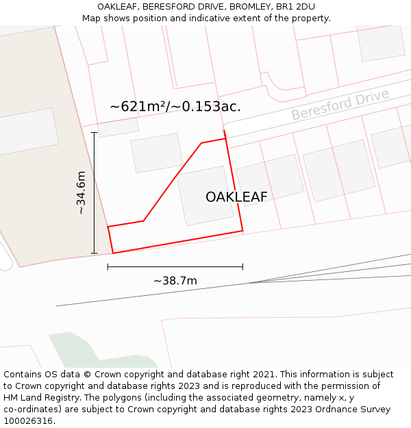 OAKLEAF, BERESFORD DRIVE, BROMLEY, BR1 2DU: Plot and title map