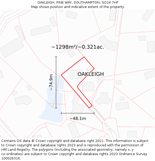 OAKLEIGH, PINE WAY, SOUTHAMPTON, SO16 7HF: Plot and title map