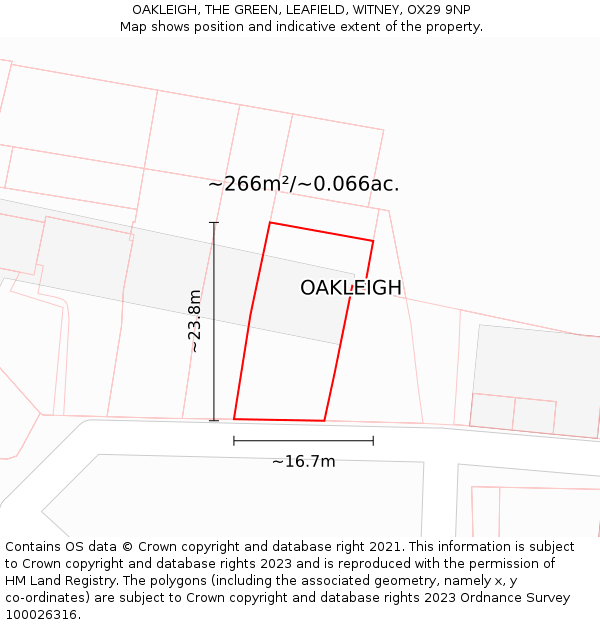 OAKLEIGH, THE GREEN, LEAFIELD, WITNEY, OX29 9NP: Plot and title map