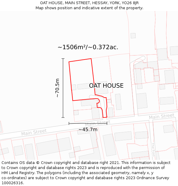 OAT HOUSE, MAIN STREET, HESSAY, YORK, YO26 8JR: Plot and title map