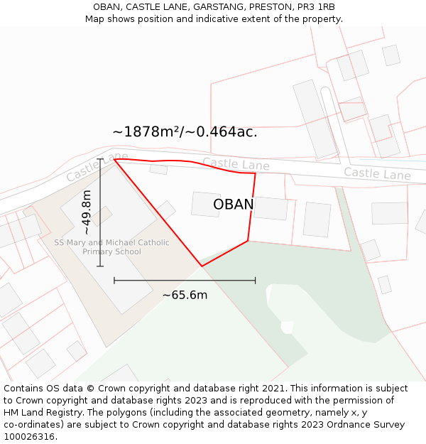OBAN, CASTLE LANE, GARSTANG, PRESTON, PR3 1RB: Plot and title map