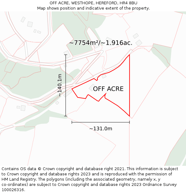 OFF ACRE, WESTHOPE, HEREFORD, HR4 8BU: Plot and title map