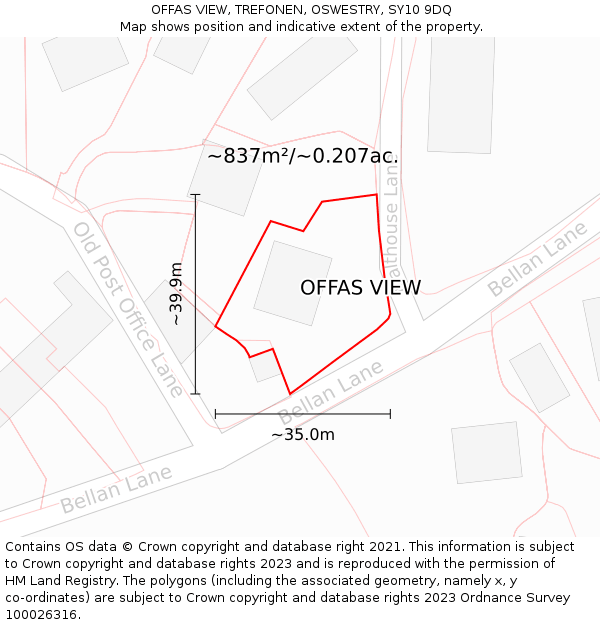 OFFAS VIEW, TREFONEN, OSWESTRY, SY10 9DQ: Plot and title map