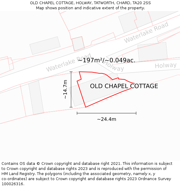 OLD CHAPEL COTTAGE, HOLWAY, TATWORTH, CHARD, TA20 2SS: Plot and title map