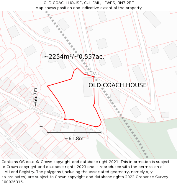 OLD COACH HOUSE, CUILFAIL, LEWES, BN7 2BE: Plot and title map