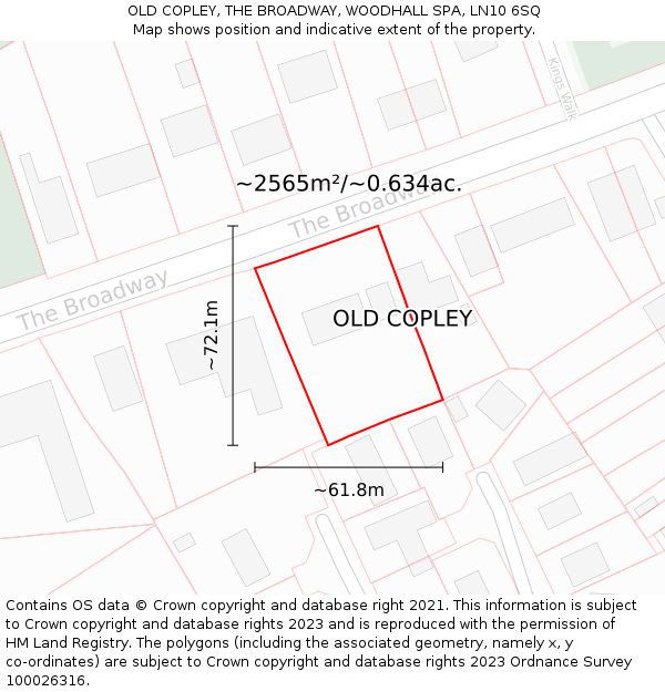 OLD COPLEY, THE BROADWAY, WOODHALL SPA, LN10 6SQ: Plot and title map