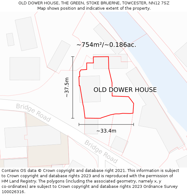 OLD DOWER HOUSE, THE GREEN, STOKE BRUERNE, TOWCESTER, NN12 7SZ: Plot and title map
