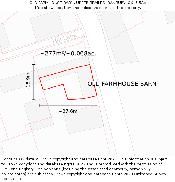 OLD FARMHOUSE BARN, UPPER BRAILES, BANBURY, OX15 5AX: Plot and title map