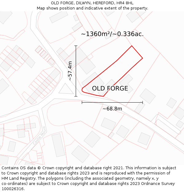 OLD FORGE, DILWYN, HEREFORD, HR4 8HL: Plot and title map