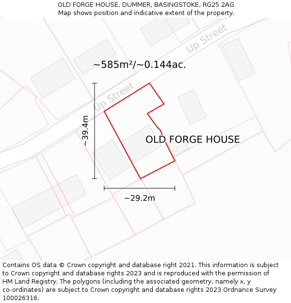 OLD FORGE HOUSE, DUMMER, BASINGSTOKE, RG25 2AG: Plot and title map
