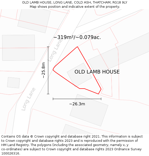 OLD LAMB HOUSE, LONG LANE, COLD ASH, THATCHAM, RG18 9LY: Plot and title map