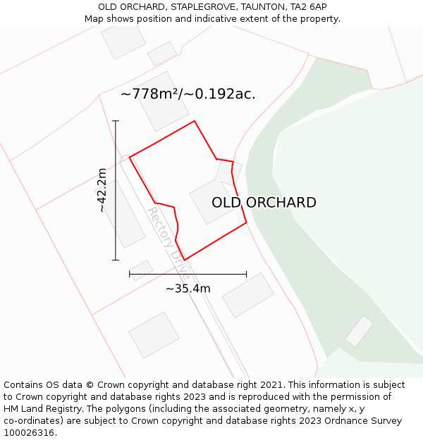 OLD ORCHARD, STAPLEGROVE, TAUNTON, TA2 6AP: Plot and title map