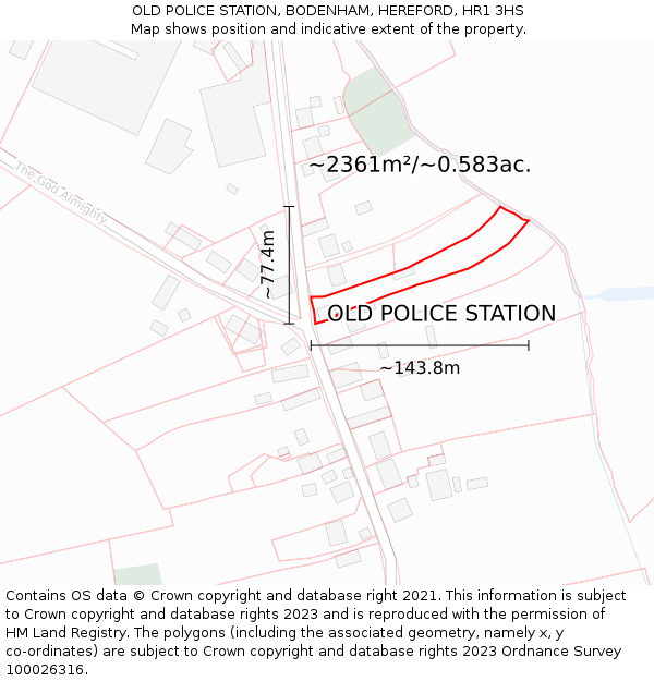 OLD POLICE STATION, BODENHAM, HEREFORD, HR1 3HS: Plot and title map