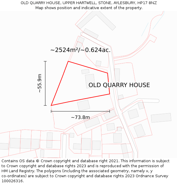 OLD QUARRY HOUSE, UPPER HARTWELL, STONE, AYLESBURY, HP17 8NZ: Plot and title map