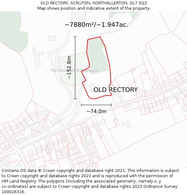 OLD RECTORY, SCRUTON, NORTHALLERTON, DL7 0QZ: Plot and title map