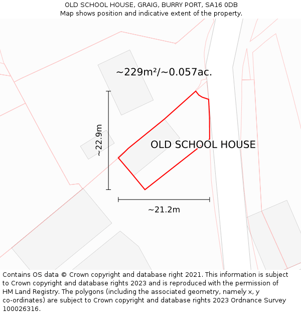 OLD SCHOOL HOUSE, GRAIG, BURRY PORT, SA16 0DB: Plot and title map