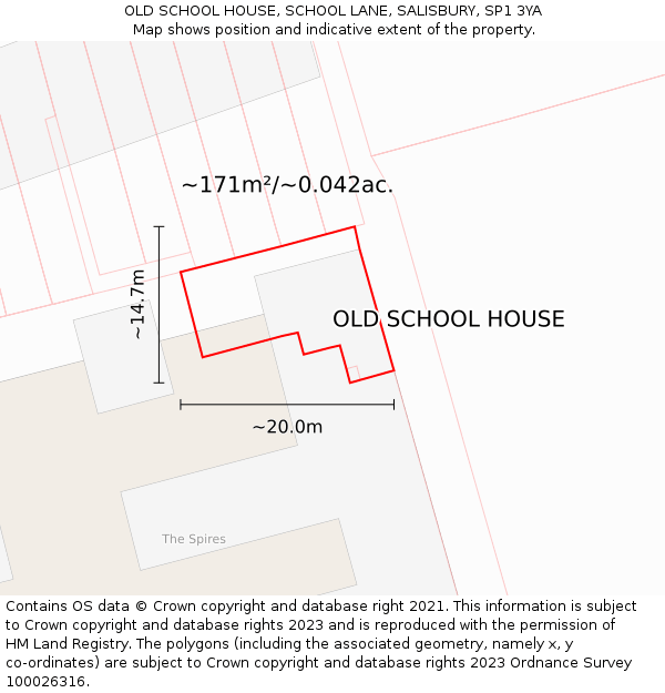 OLD SCHOOL HOUSE, SCHOOL LANE, SALISBURY, SP1 3YA: Plot and title map