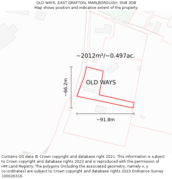 OLD WAYS, EAST GRAFTON, MARLBOROUGH, SN8 3DB: Plot and title map