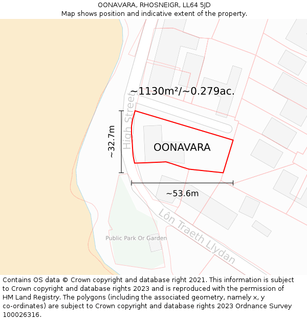 OONAVARA, RHOSNEIGR, LL64 5JD: Plot and title map