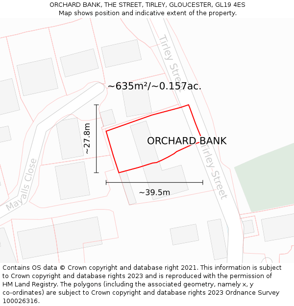 ORCHARD BANK, THE STREET, TIRLEY, GLOUCESTER, GL19 4ES: Plot and title map