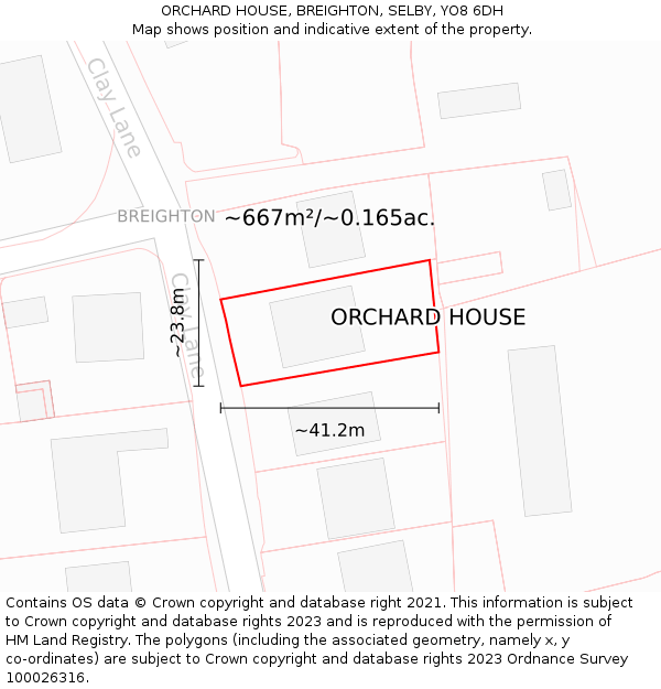 ORCHARD HOUSE, BREIGHTON, SELBY, YO8 6DH: Plot and title map