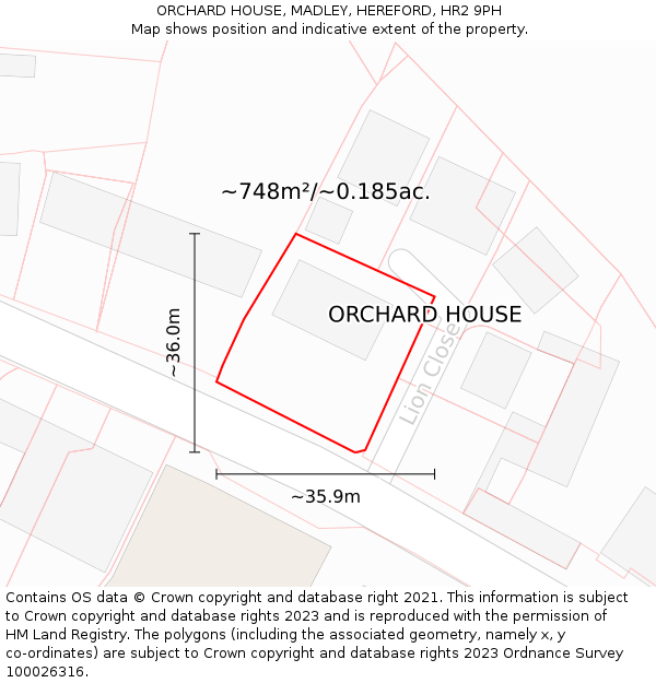 ORCHARD HOUSE, MADLEY, HEREFORD, HR2 9PH: Plot and title map