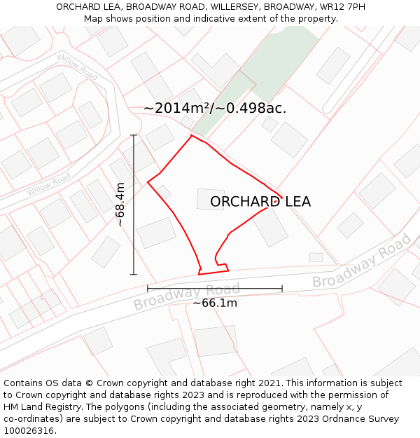 ORCHARD LEA, BROADWAY ROAD, WILLERSEY, BROADWAY, WR12 7PH: Plot and title map