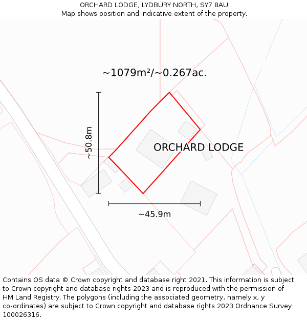 ORCHARD LODGE, LYDBURY NORTH, SY7 8AU: Plot and title map
