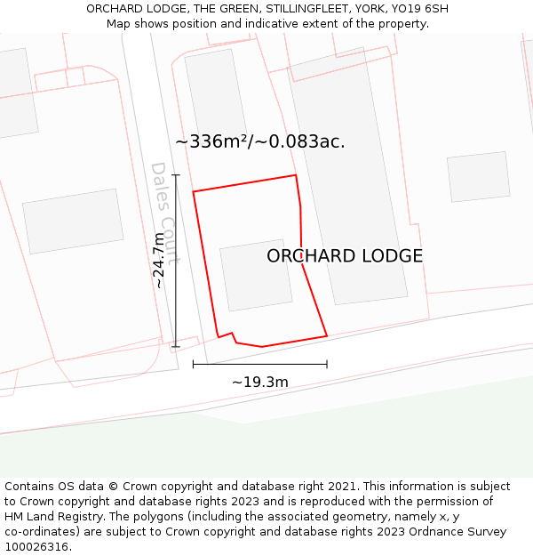 ORCHARD LODGE, THE GREEN, STILLINGFLEET, YORK, YO19 6SH: Plot and title map