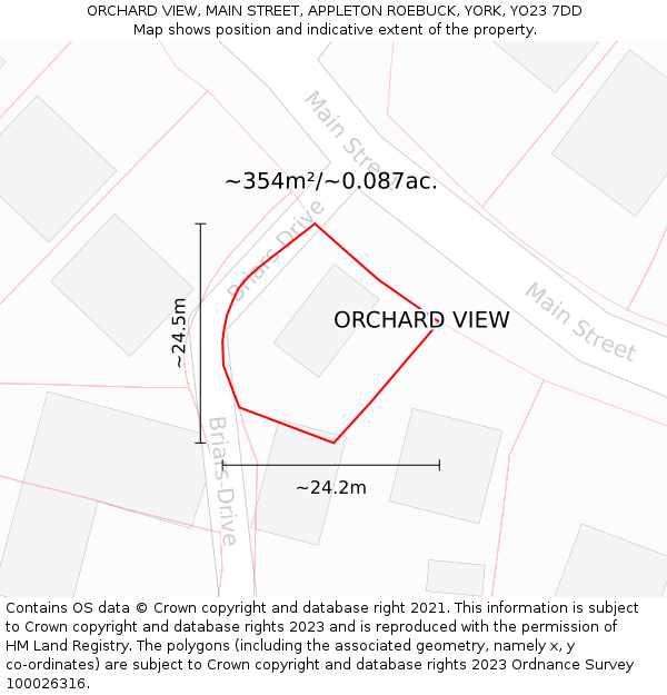 ORCHARD VIEW, MAIN STREET, APPLETON ROEBUCK, YORK, YO23 7DD: Plot and title map