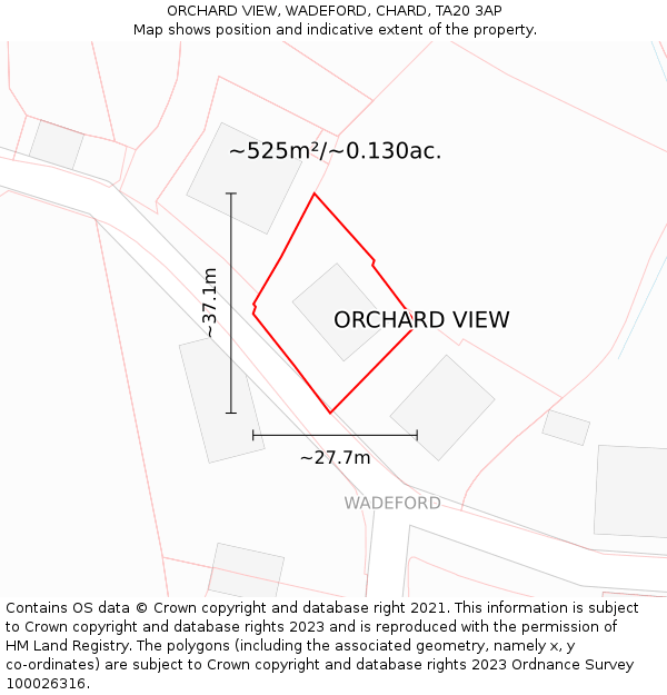 ORCHARD VIEW, WADEFORD, CHARD, TA20 3AP: Plot and title map