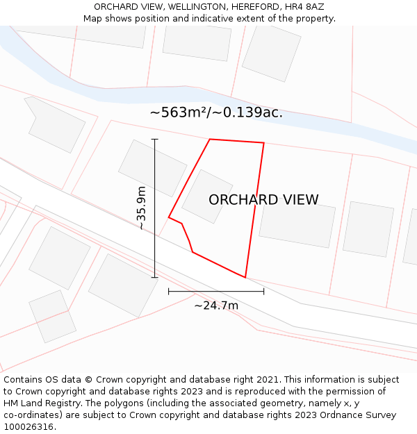 ORCHARD VIEW, WELLINGTON, HEREFORD, HR4 8AZ: Plot and title map