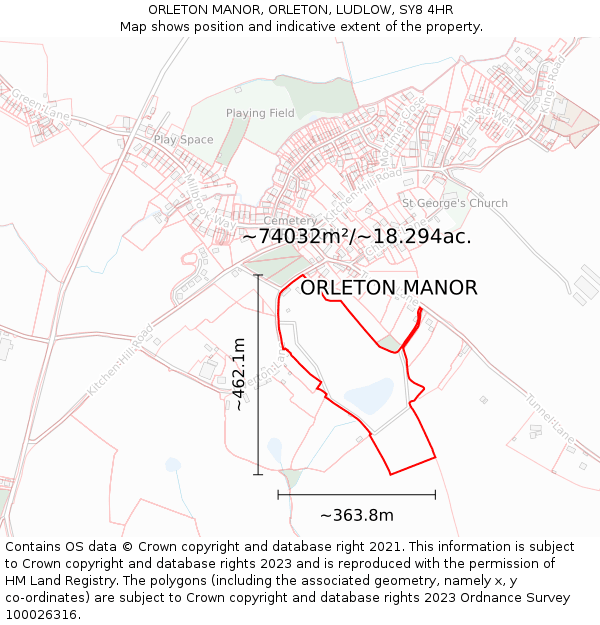 ORLETON MANOR, ORLETON, LUDLOW, SY8 4HR: Plot and title map