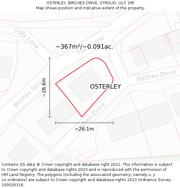 OSTERLEY, BIRCHES DRIVE, STROUD, GL5 1RP: Plot and title map