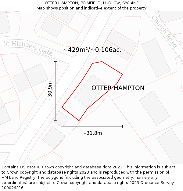 OTTER HAMPTON, BRIMFIELD, LUDLOW, SY8 4NE: Plot and title map