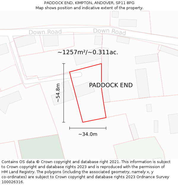 PADDOCK END, KIMPTON, ANDOVER, SP11 8PG: Plot and title map