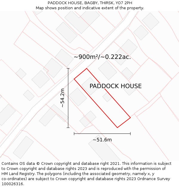 PADDOCK HOUSE, BAGBY, THIRSK, YO7 2PH: Plot and title map
