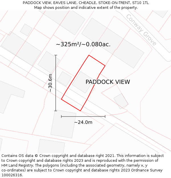 PADDOCK VIEW, EAVES LANE, CHEADLE, STOKE-ON-TRENT, ST10 1TL: Plot and title map