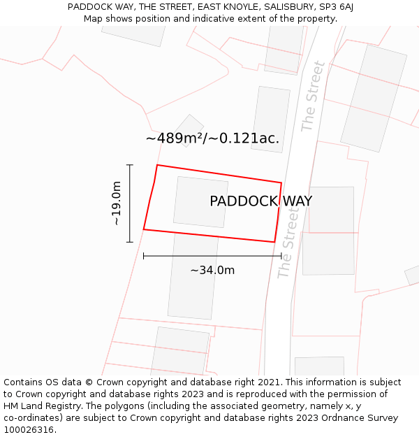 PADDOCK WAY, THE STREET, EAST KNOYLE, SALISBURY, SP3 6AJ: Plot and title map