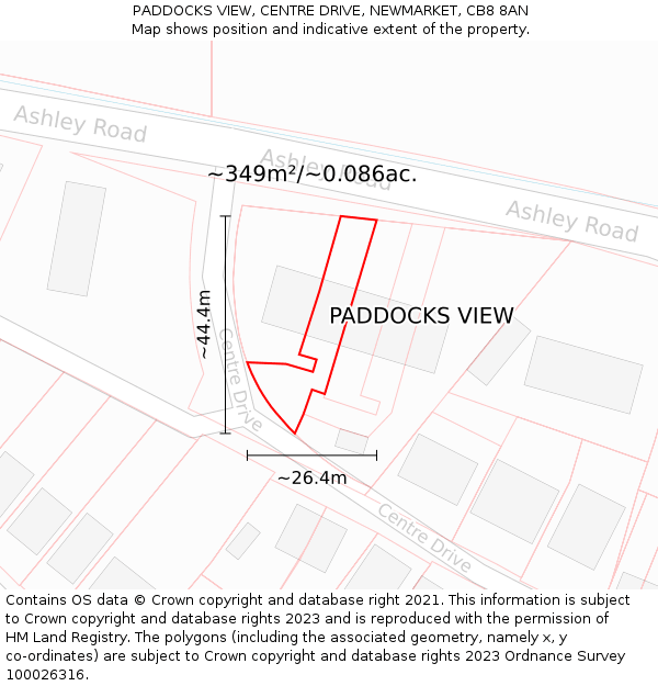 PADDOCKS VIEW, CENTRE DRIVE, NEWMARKET, CB8 8AN: Plot and title map