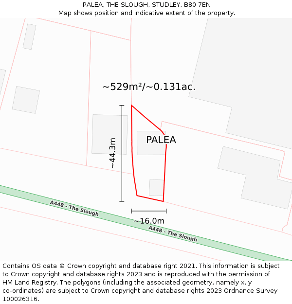 PALEA, THE SLOUGH, STUDLEY, B80 7EN: Plot and title map