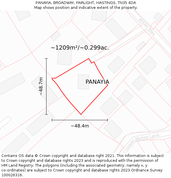 PANAYIA, BROADWAY, FAIRLIGHT, HASTINGS, TN35 4DA: Plot and title map