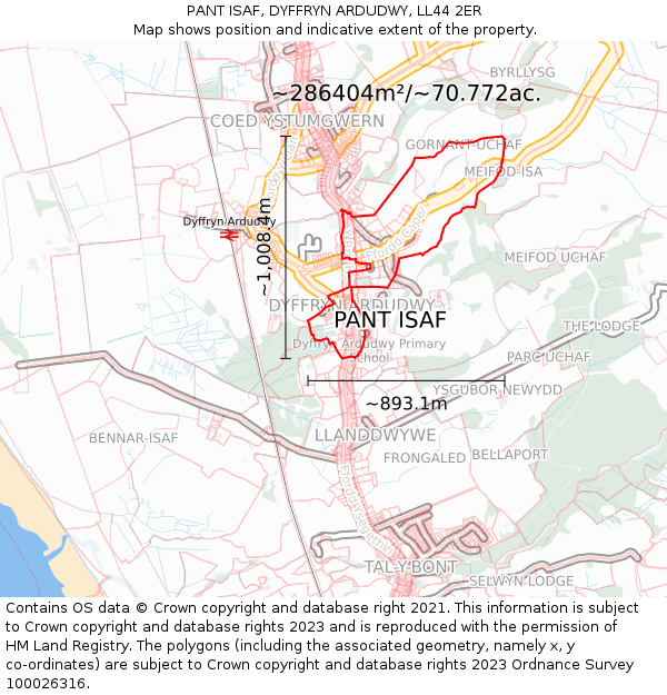 PANT ISAF, DYFFRYN ARDUDWY, LL44 2ER: Plot and title map