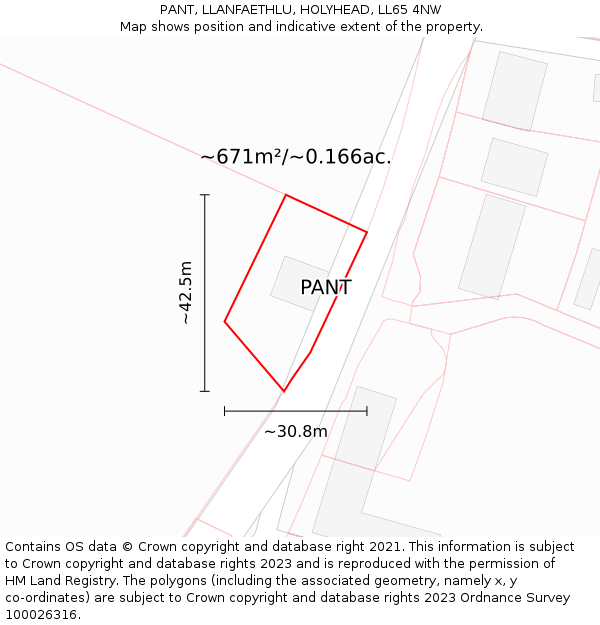PANT, LLANFAETHLU, HOLYHEAD, LL65 4NW: Plot and title map