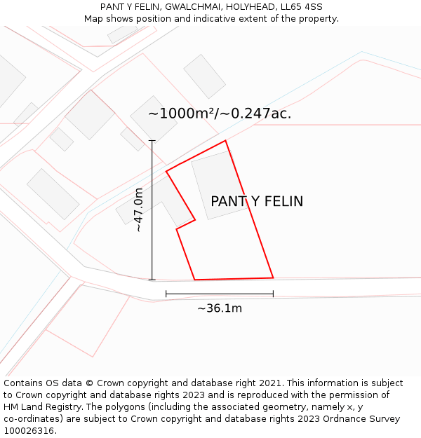 PANT Y FELIN, GWALCHMAI, HOLYHEAD, LL65 4SS: Plot and title map